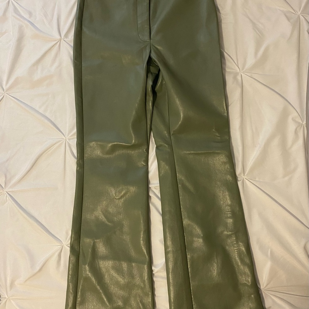 Aritzia/Wilfred Olive Green Faux Leather Pants